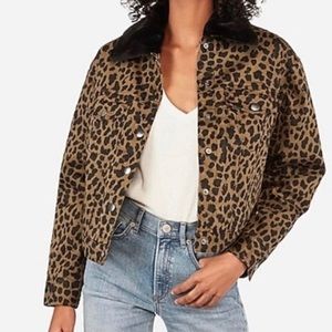 Express Leopard Print Sherpa Lined Denim
